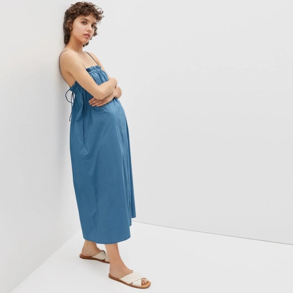 Everlane The Flowy wide leg cotton jumpsuit Sz M blue Oversized - Picture 4 of 8
